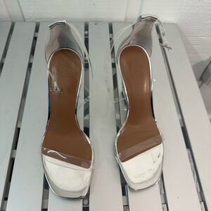 Aij by Amiyah Women’s Silver Architectural High Heel Shoe Size 7.5 NWT